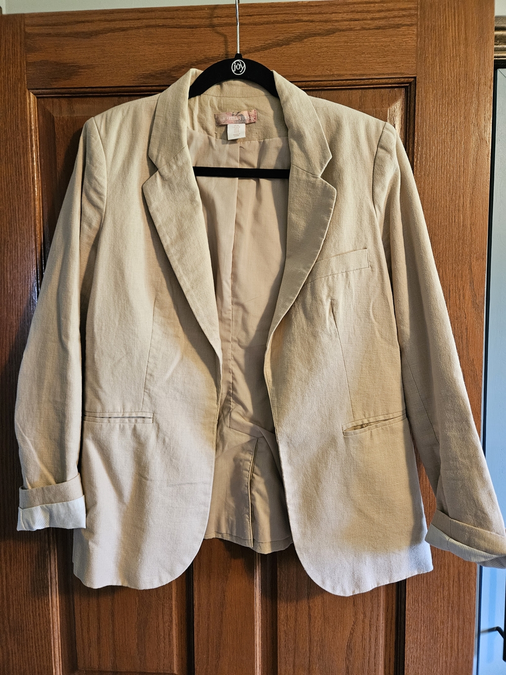 Marina Luna Beige Single-Breasted Blazer